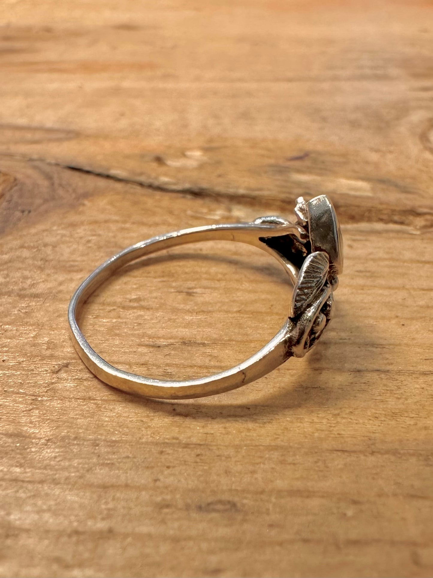 Vintage Ying and Yang Leaf 925 Silver Size O Ring