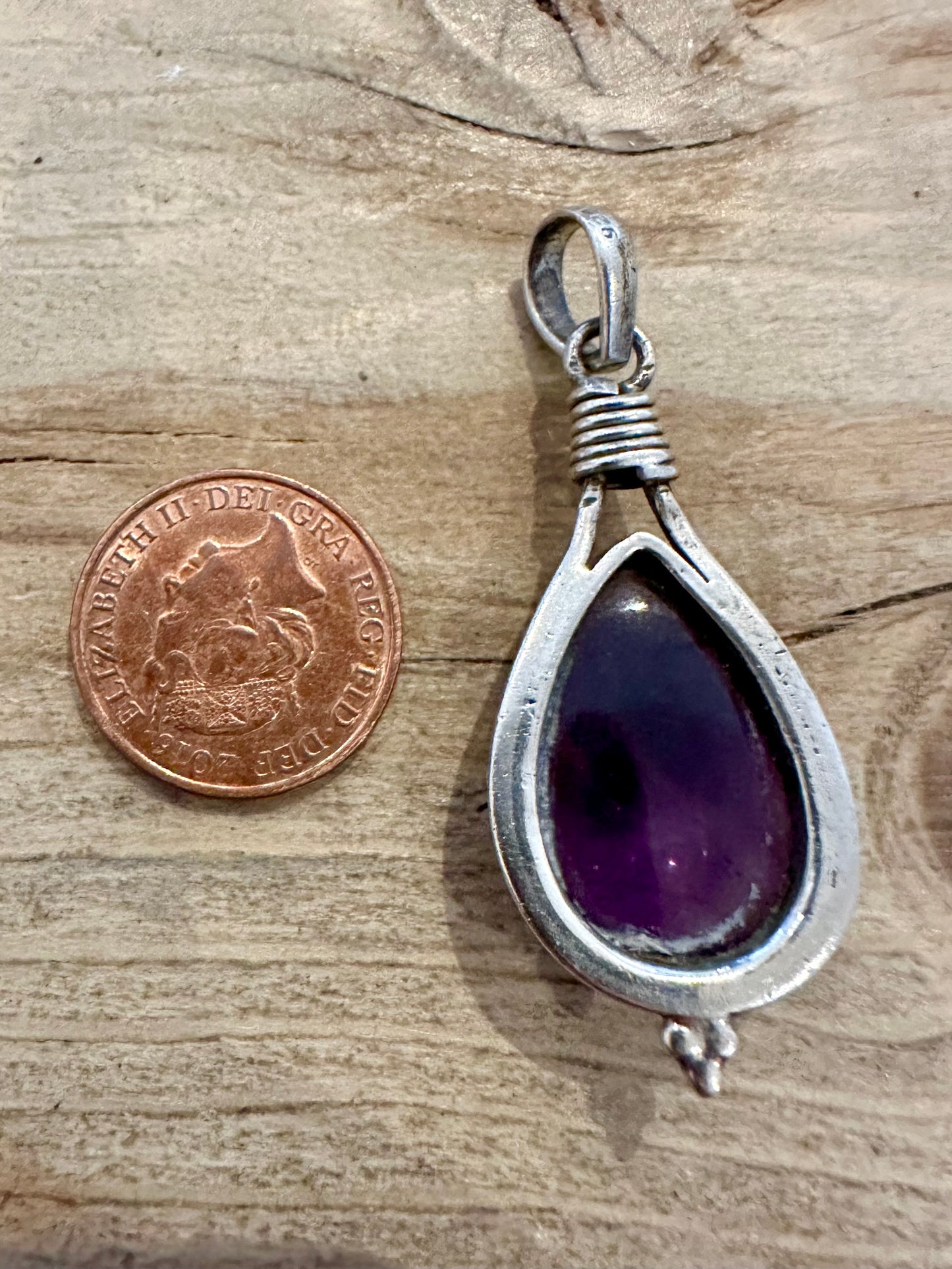 Vintage Purple Amethyst 925 Silver Pendant