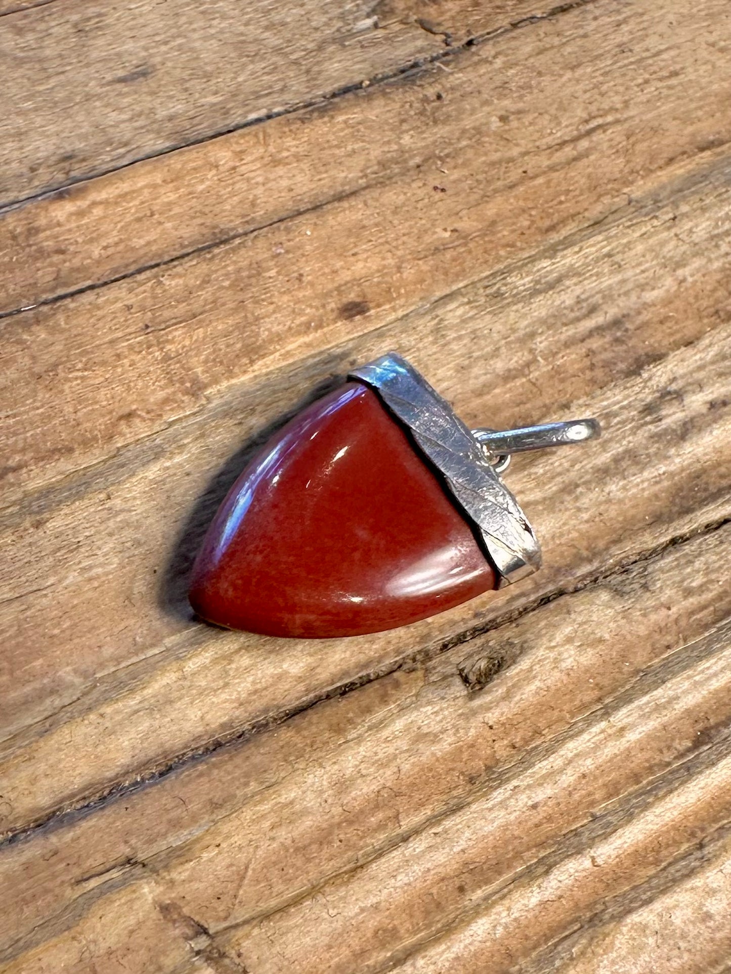 Polished Red Stone Arrowhead Shaped 925 Sterling Silver Pendant