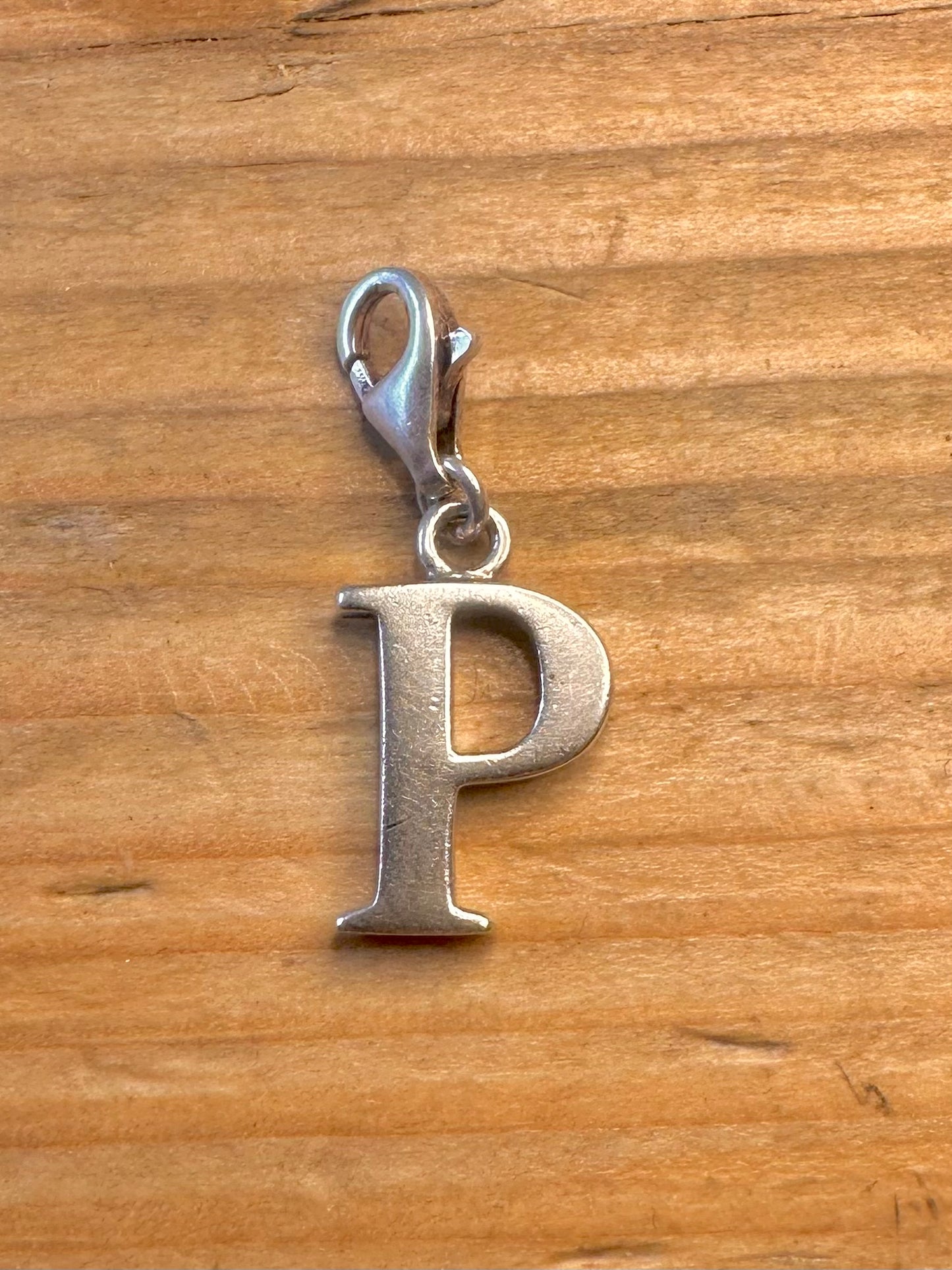 Letter P with Clasp 925 Sterling Silver Charm Pendant