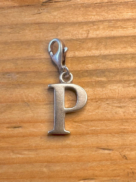 Letter P with Clasp 925 Sterling Silver Charm Pendant