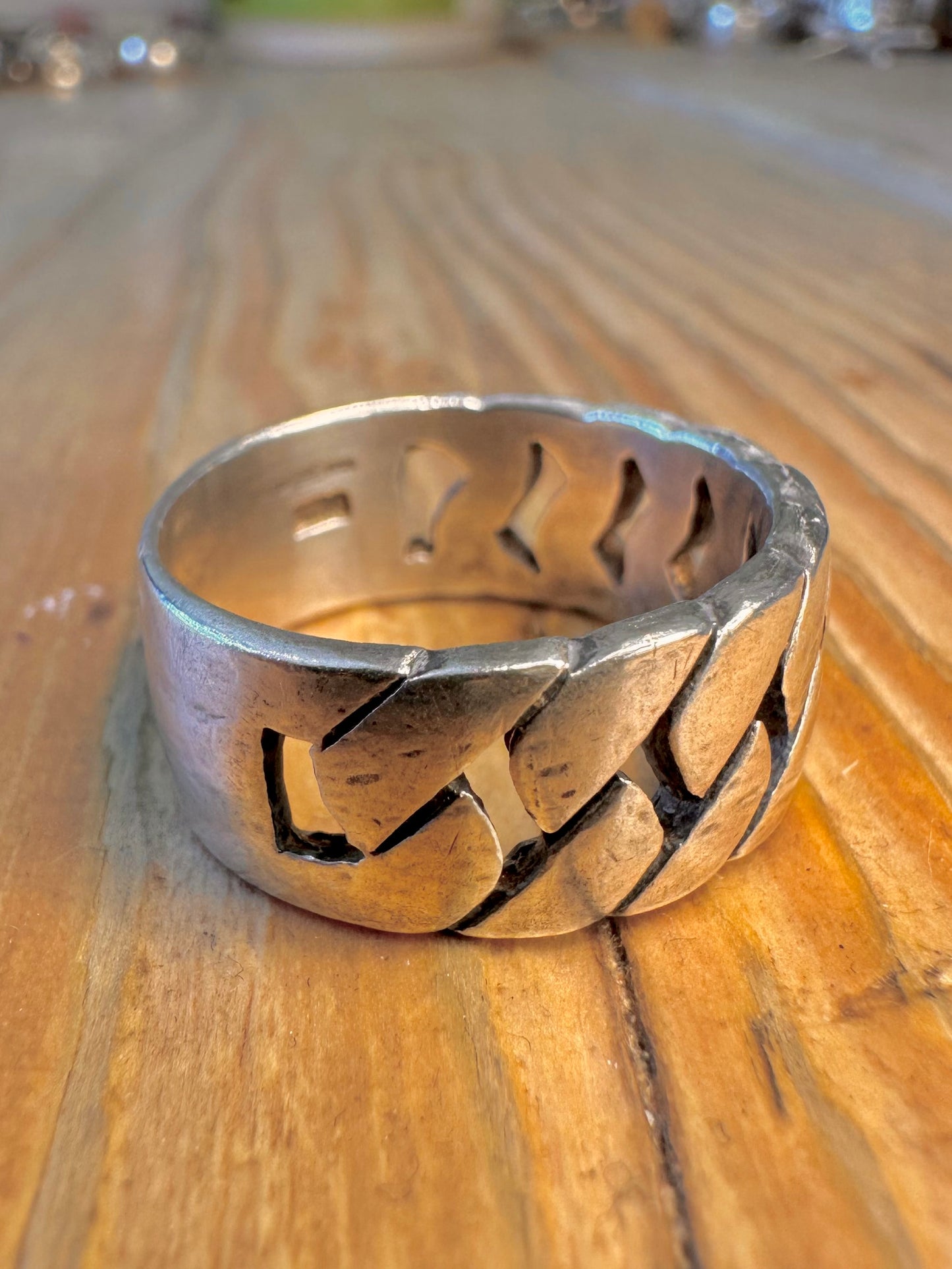 Cuban Link Style Band 925 Sterling Silver Size V Ring