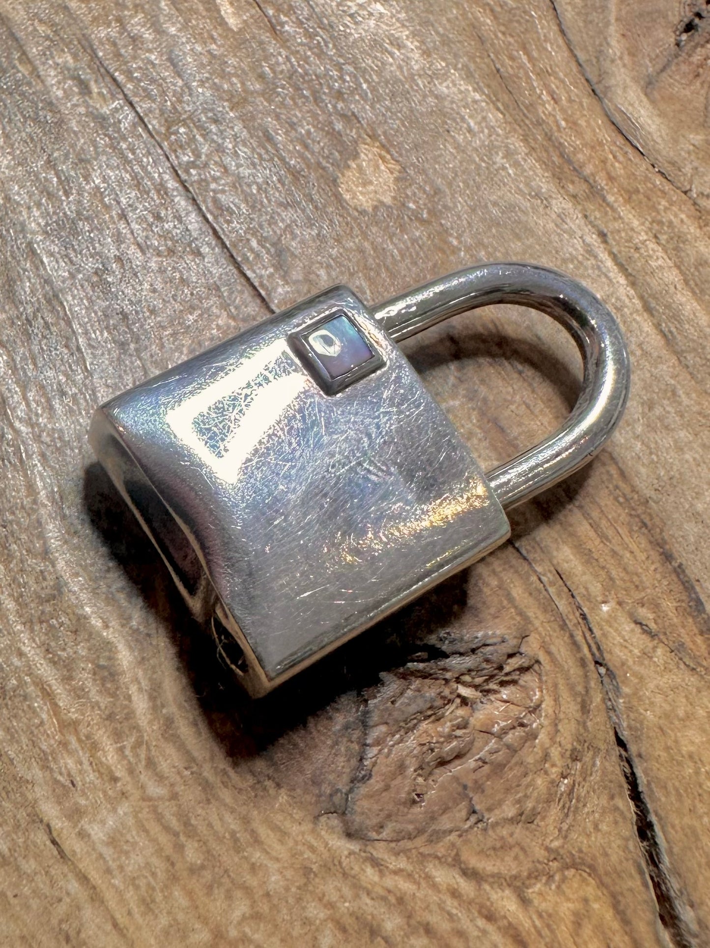Modern Padlock Mother of Pearl 925 Silver Pendant