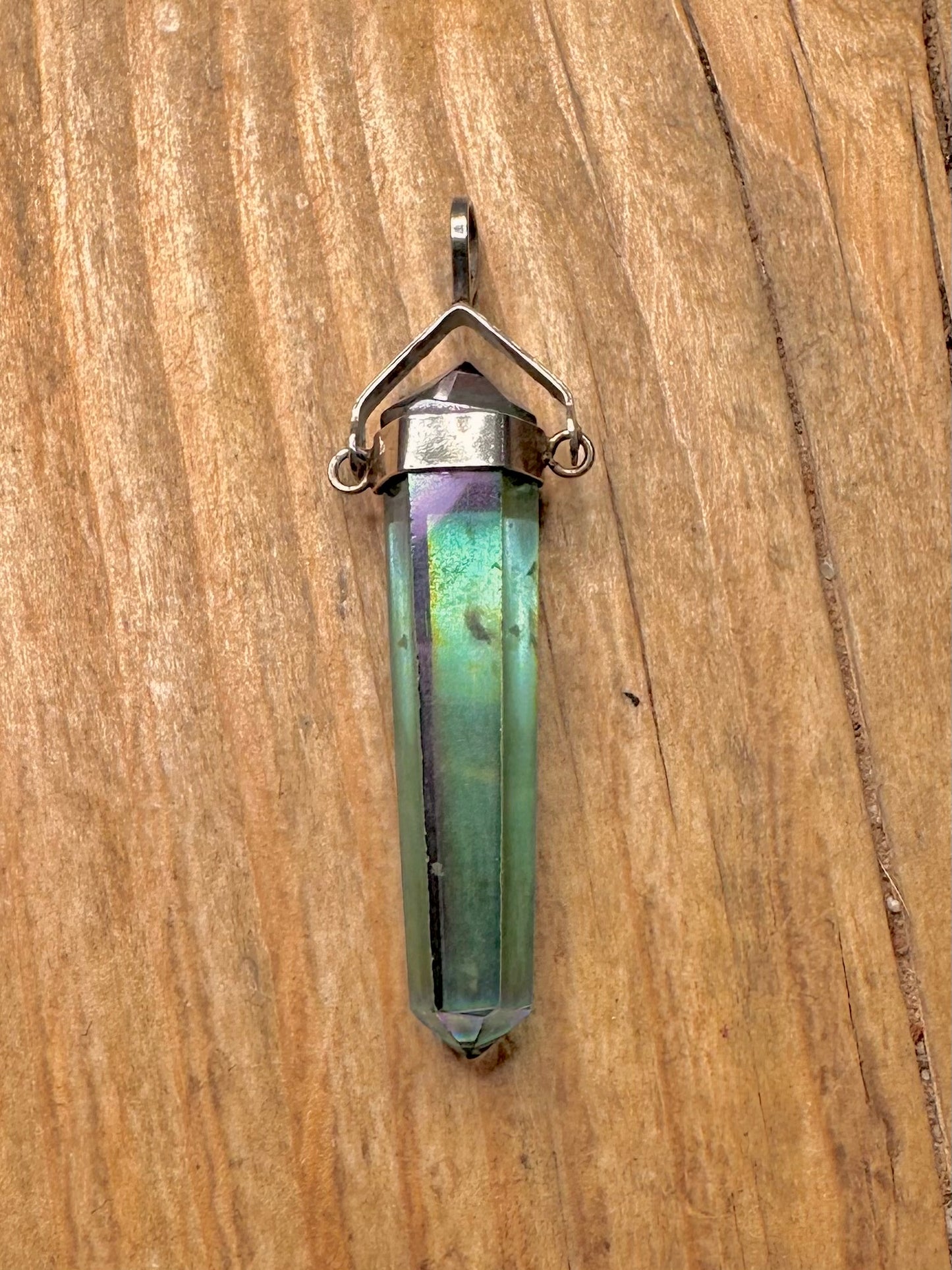 Anhänger aus Vintage Fluoritspitze und 925er Sterlingsilber