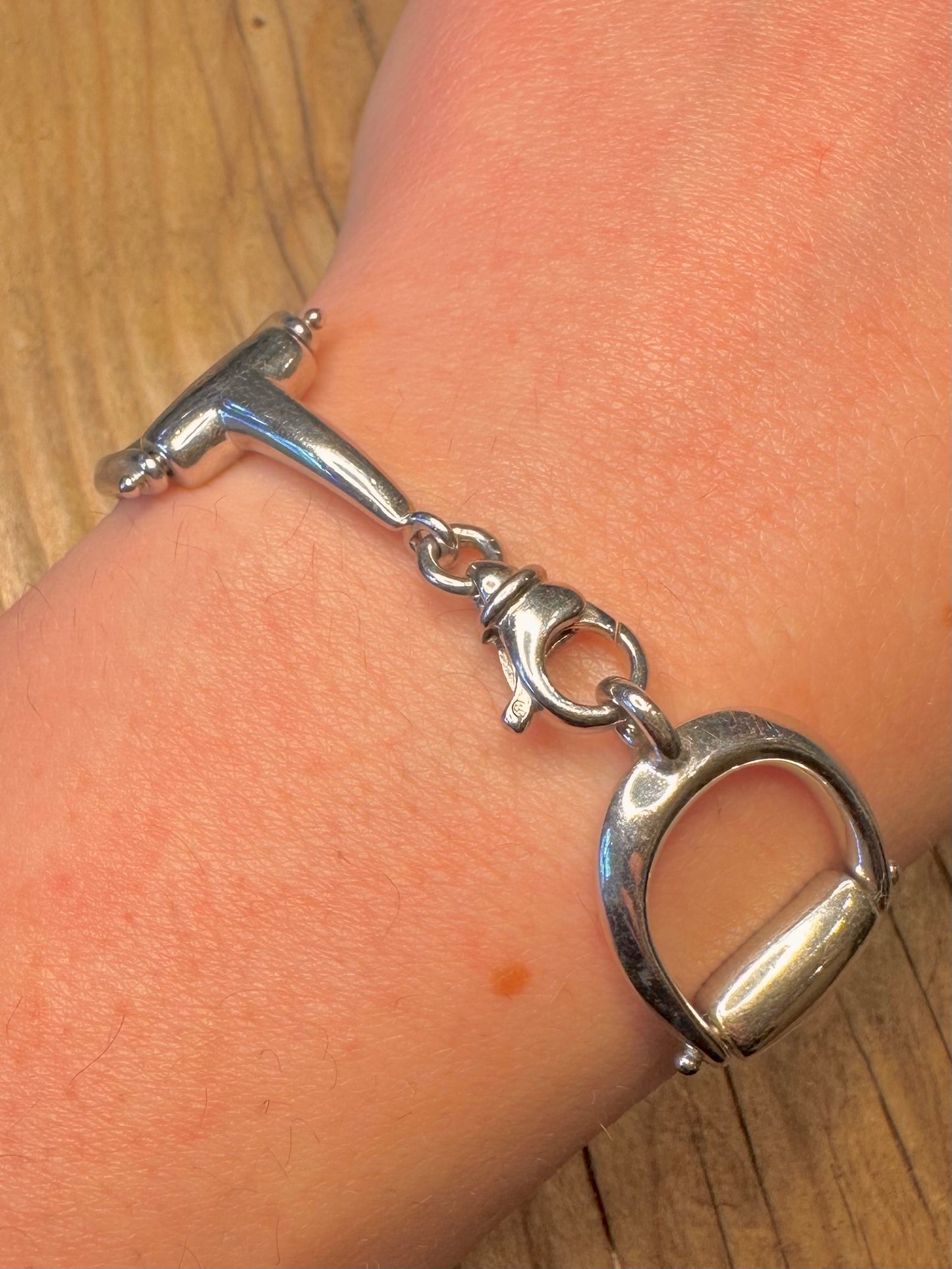 Vintage Chunky Stirrup Link Italy 925 Sterling Silver 7.6 inch Bracelet