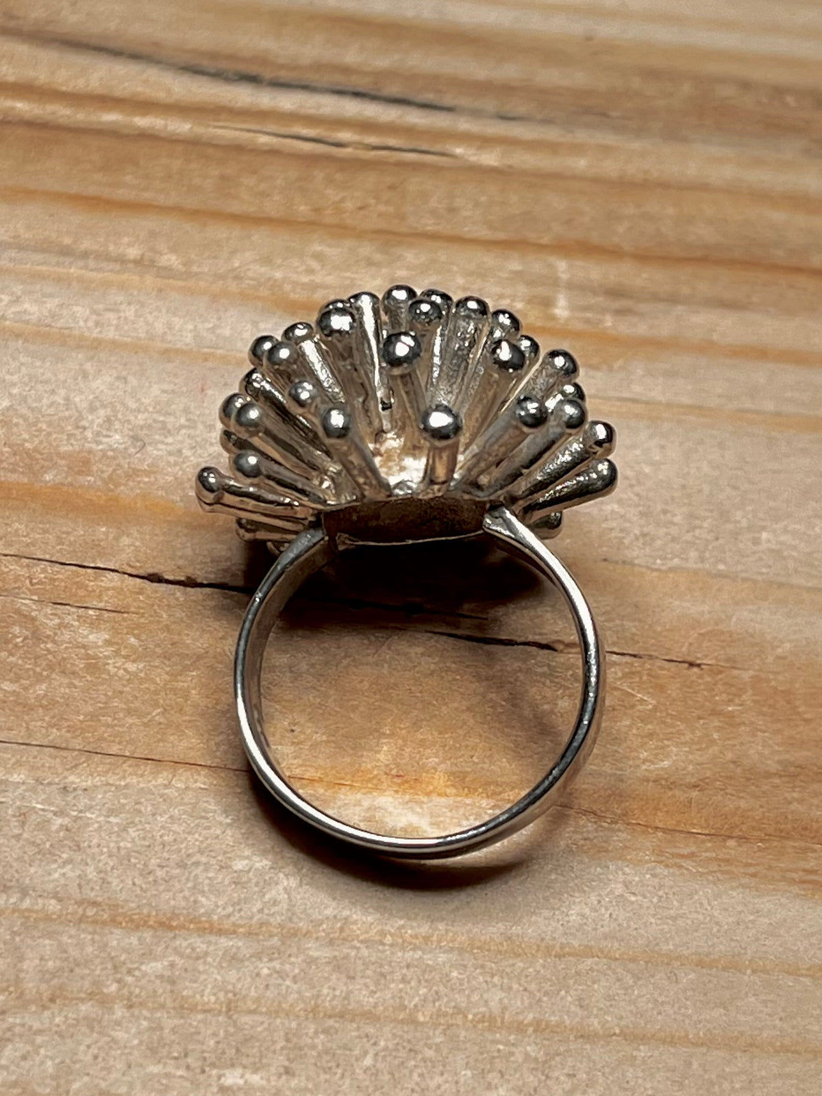 Modernist Starburst 925 Sterling Silver Size R Ring
