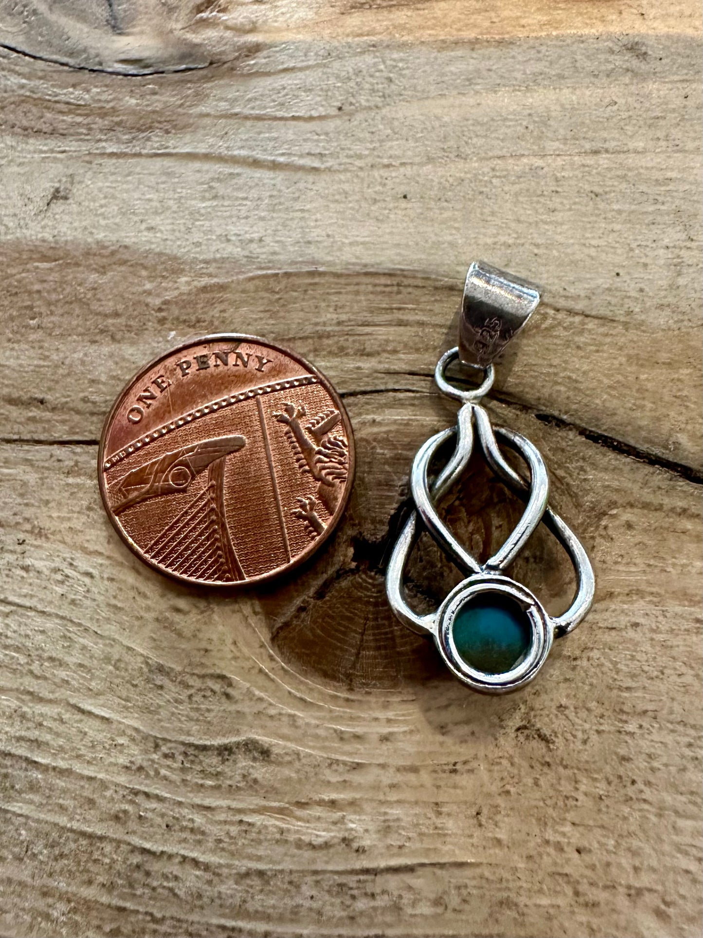 Vintage Turquoise Celtic 925 Silver Pendant