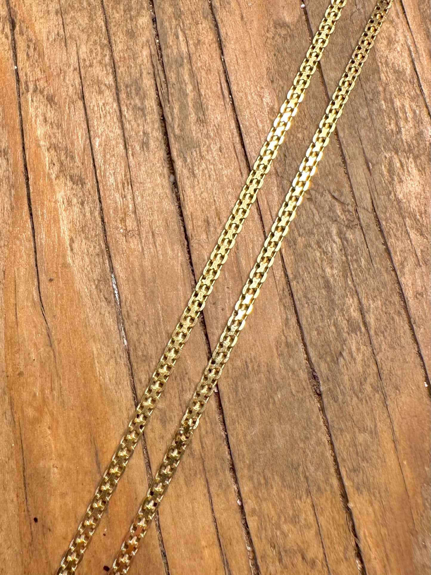 Flat Link Italian Gold on 925 Sterling Silver 20 inch Necklace
