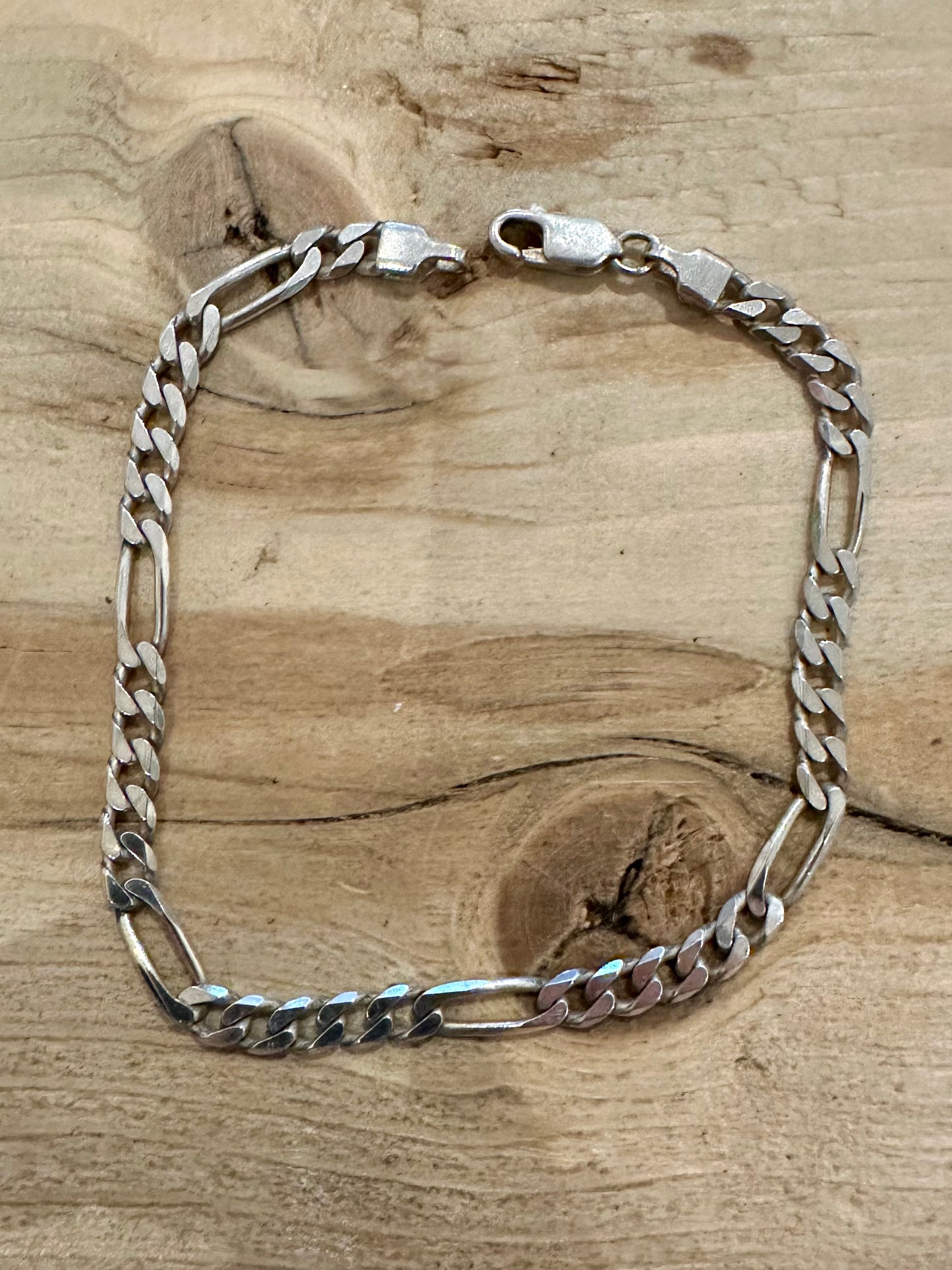 Vintage Figaro Chain Italy 925 Silver 8 inch Bracelet