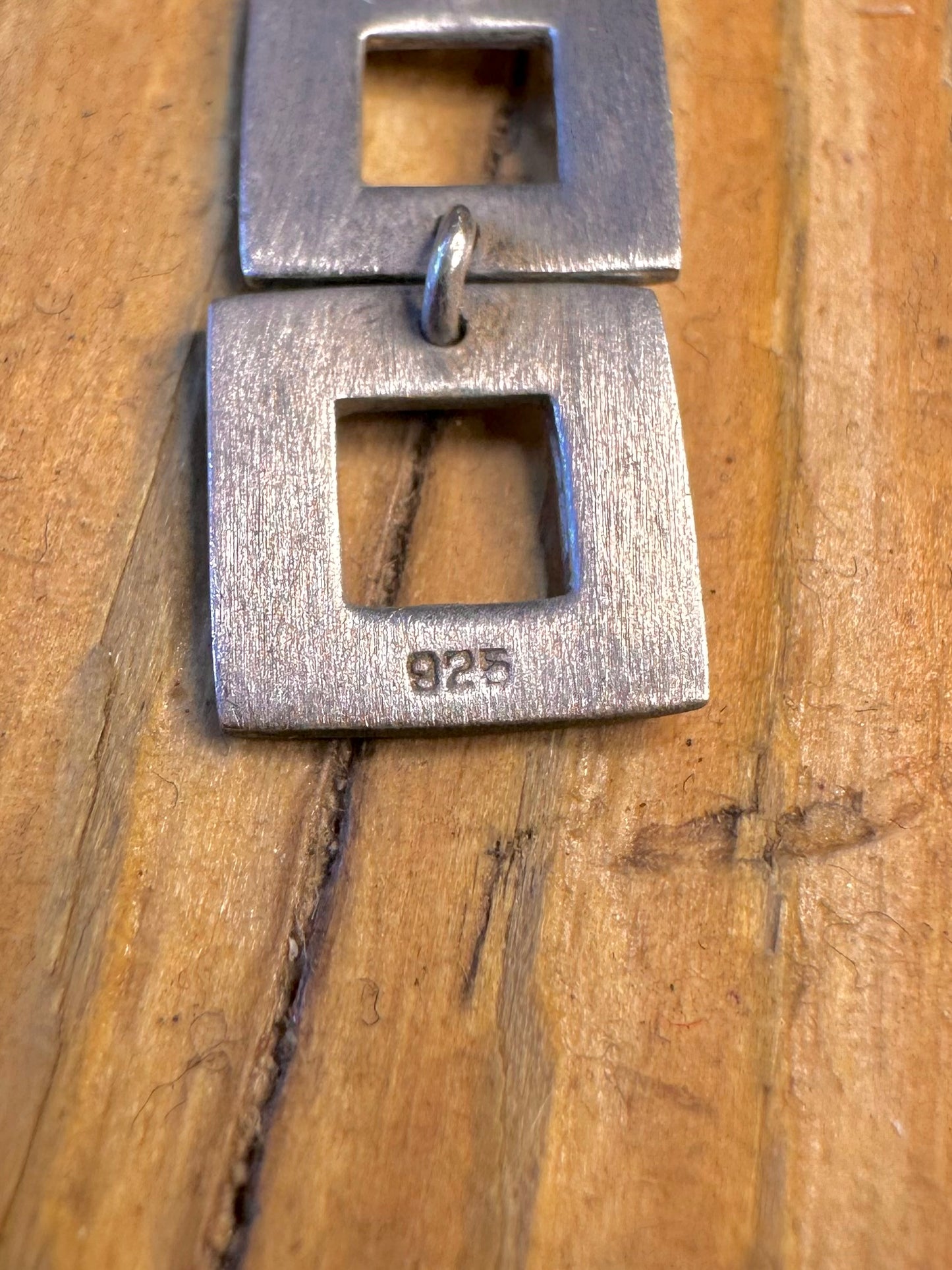 Modernist Four Square Dangle 925 Sterling Silver Pendant