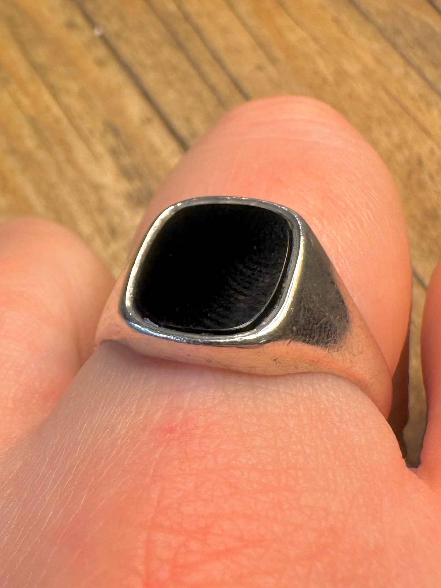 Onyx Square Signet 925 Sterling Silver Size V Ring