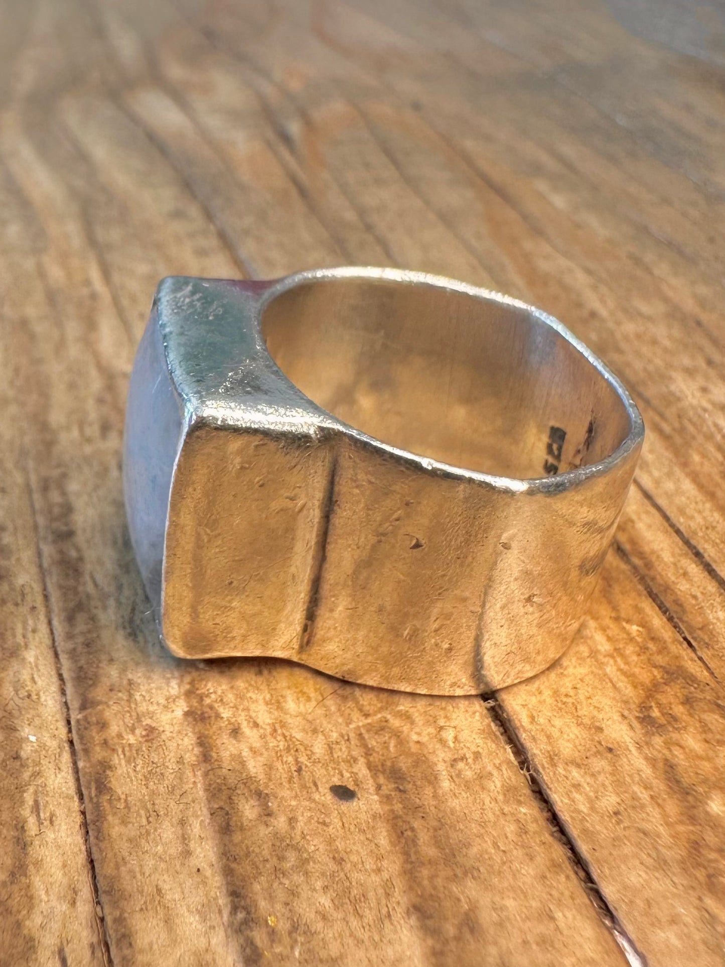 Square Rainbow Moonstone 925 Sterling Silver Size N Ring