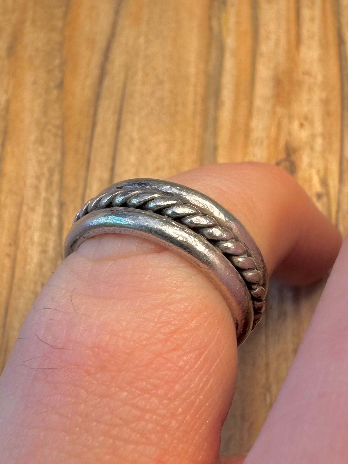 Twisted Centre Band 875 Silver Size J Ring
