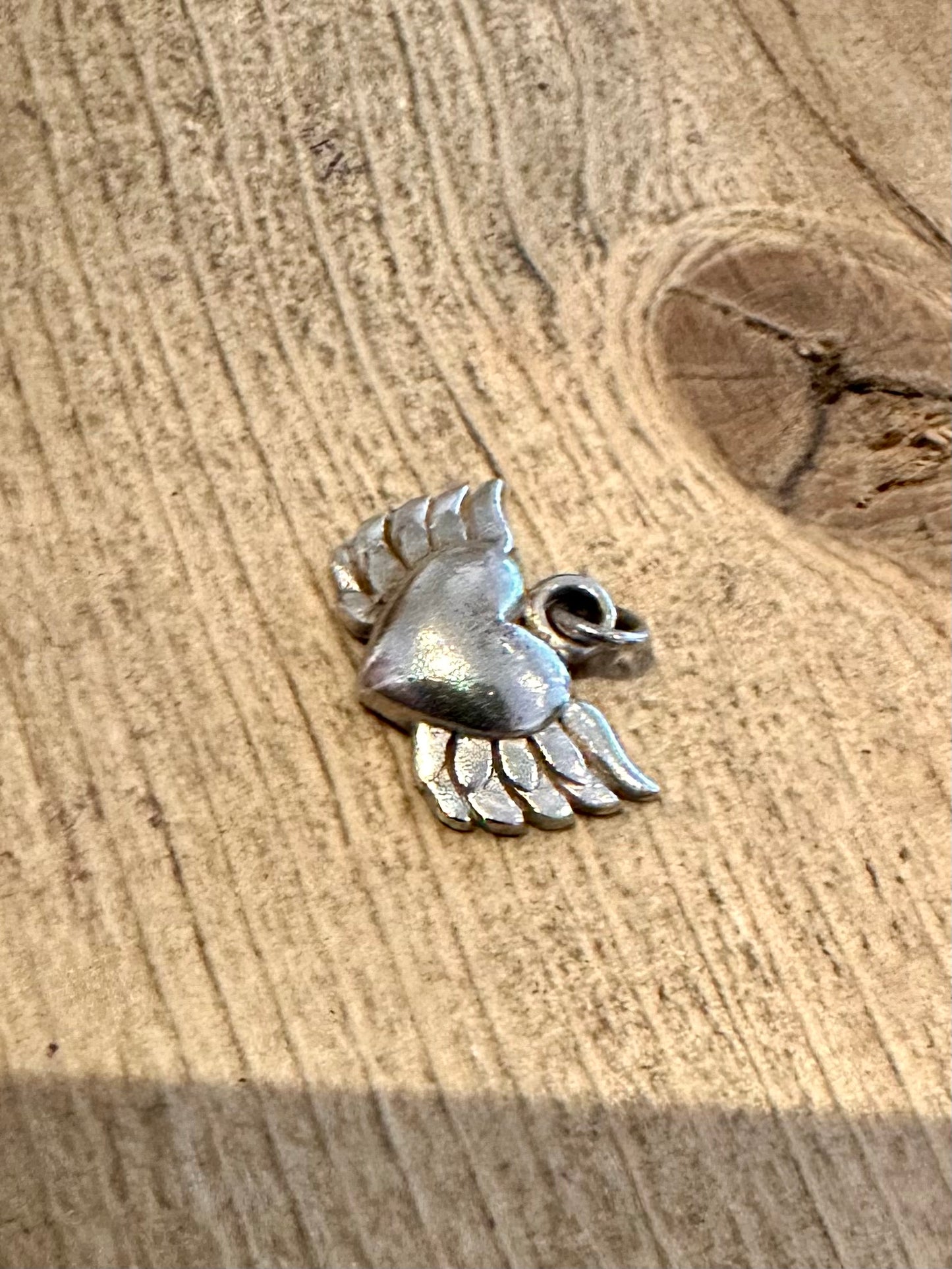 Vintage Heart and Wings 925 Silver Pendant