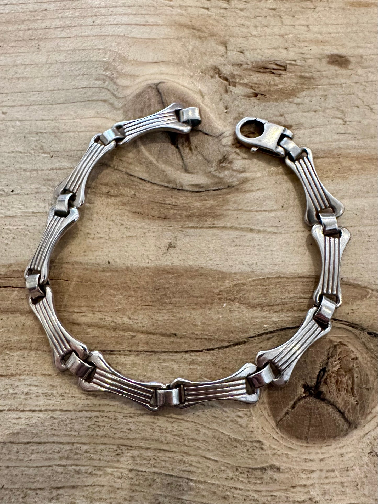 Abstract 2001 Unique Bar Chain Italy 925 Silver 7 inch Bracelet