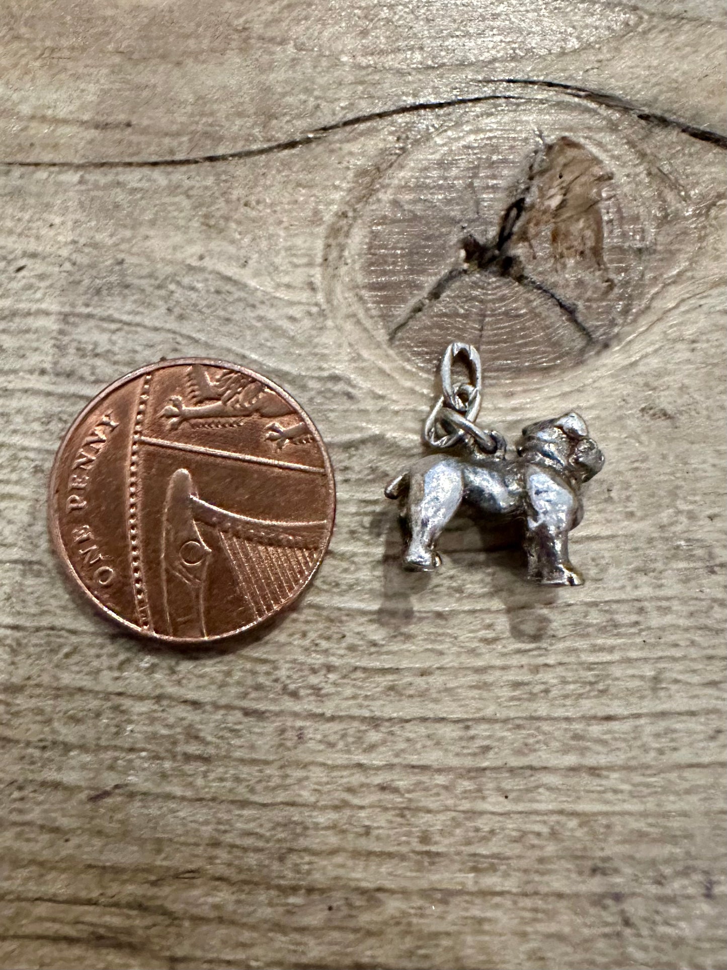 Vintage Bulldog 925 Silver Charm Pendant