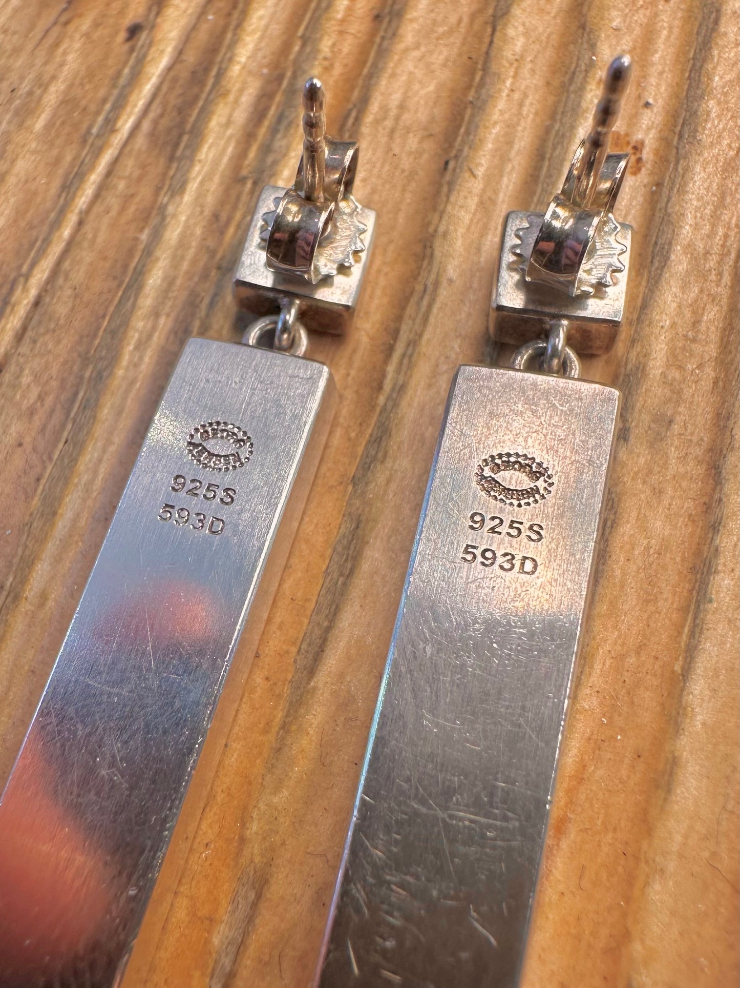 Georg Jensen Aria Design 593D Bar Dangle 925 Sterling Silver Earrings