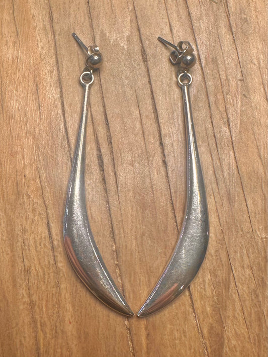 Abstract Long Dangle 925 Sterling Silver Earrings