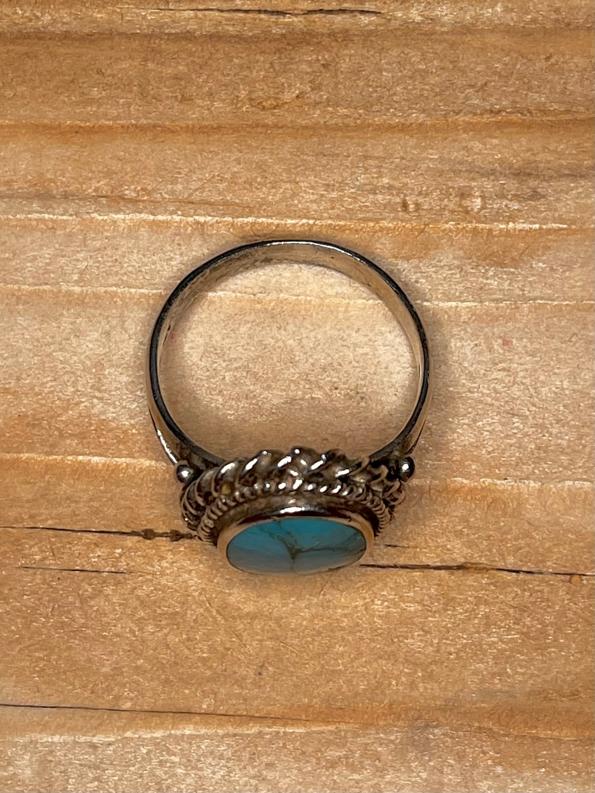Navajo Style Turquoise Oval 925 Sterling Silver Size T1/2 Ring
