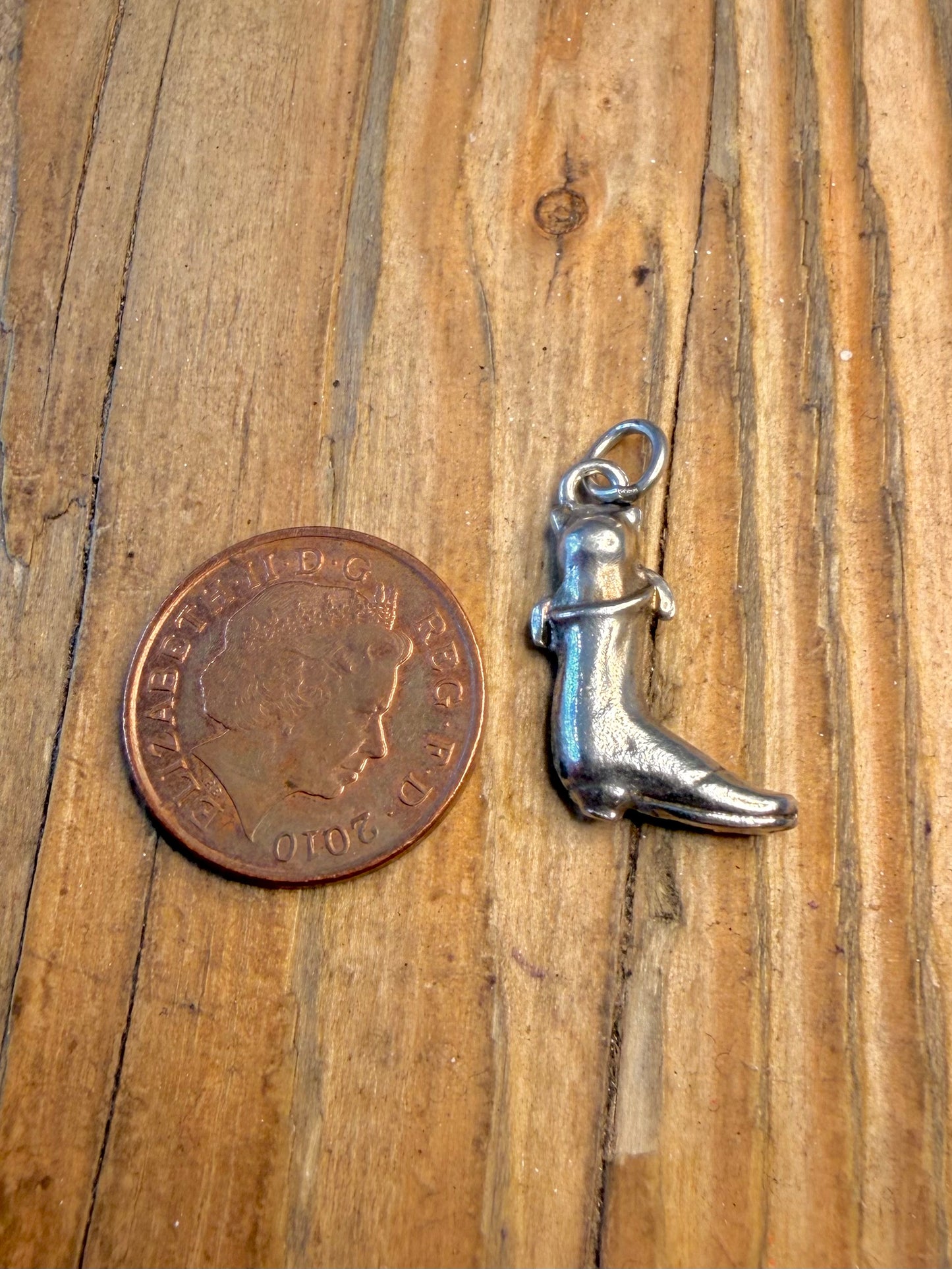 Cat in a Boot Charm 925 Sterling Silver Pendant