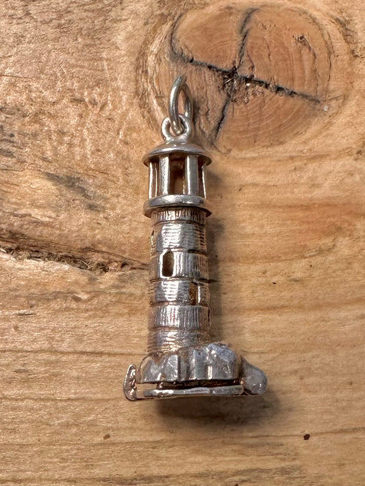 Vintage Lighthouse Articulated SOS 925 Silver Charm Pendant