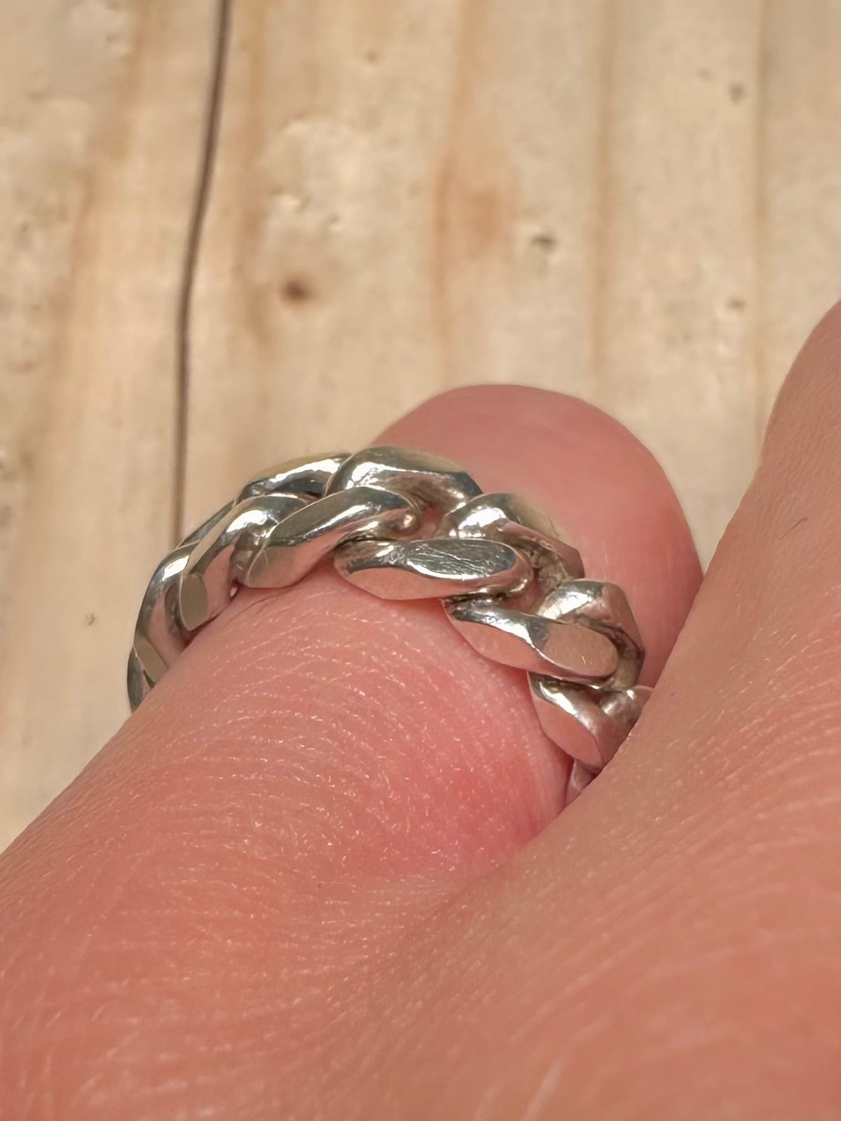 Chunky Chain 925 Sterling Silver Size J Ring