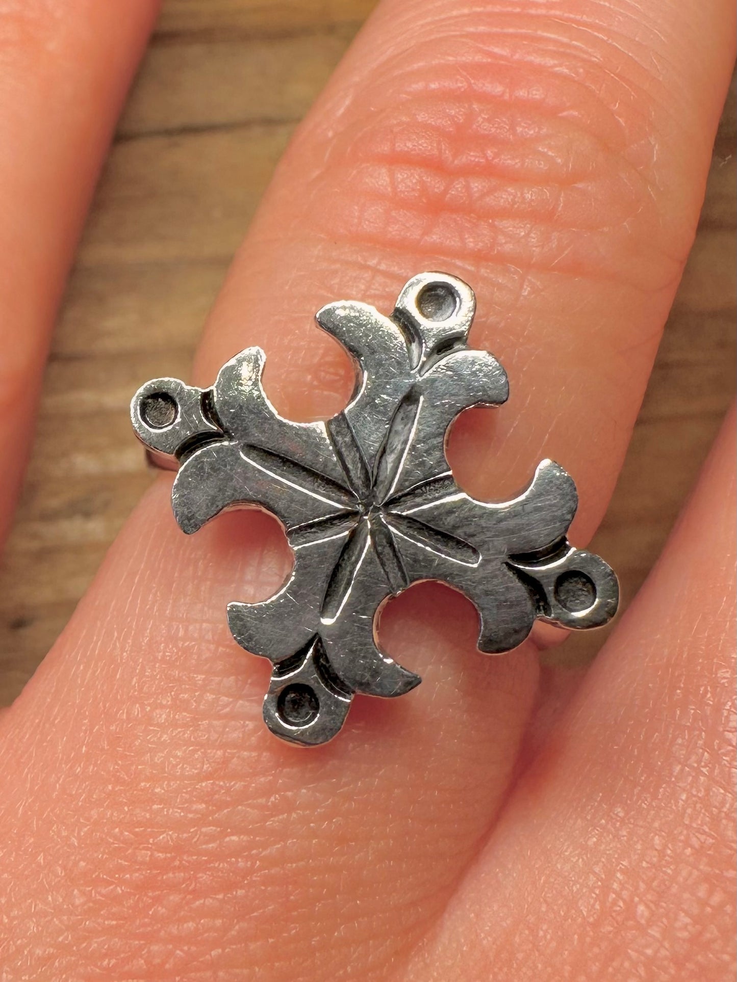 Vintage Medieval Style Cross 925 Sterling Silver Size P Ring
