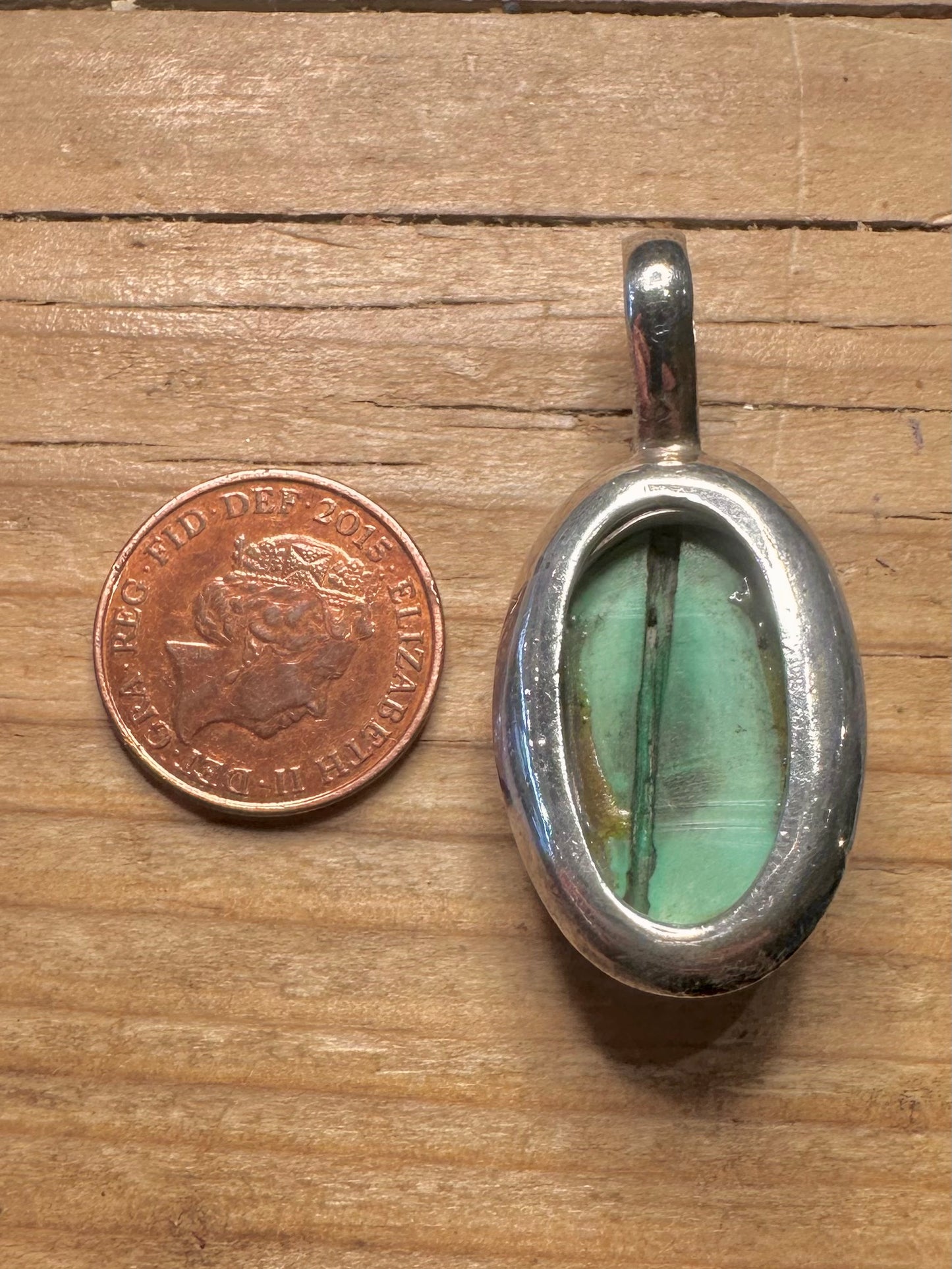 Vintage Turquoise Oval 925 Sterling Silver Pendant