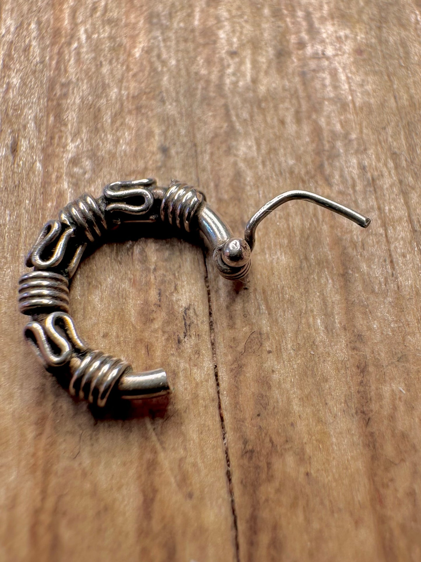 Vintage Tribal Kleine Creolen 925 Sterling Silber Ohrringe