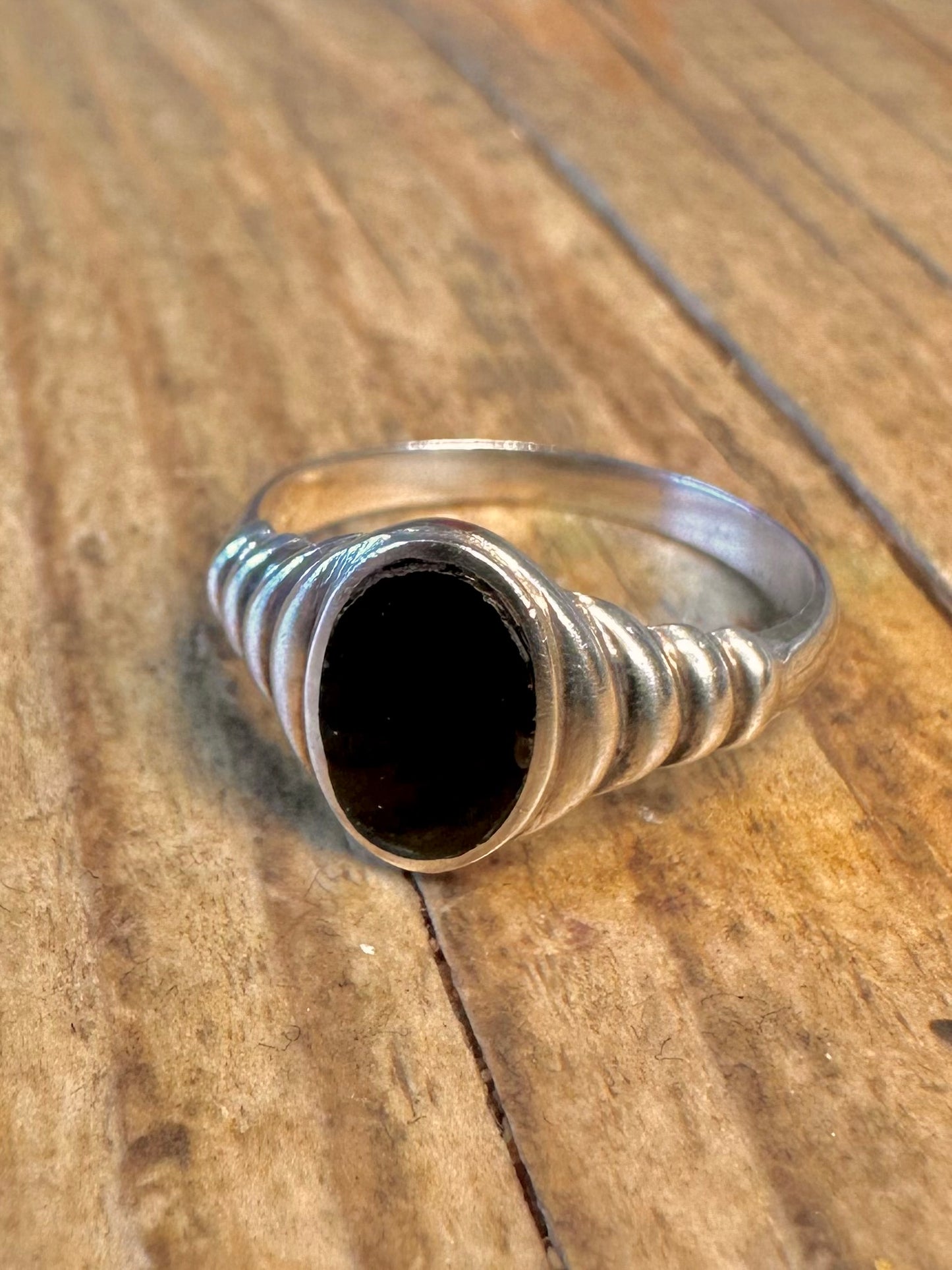 Onyx Signet 925 Sterling Silver Size N Ring
