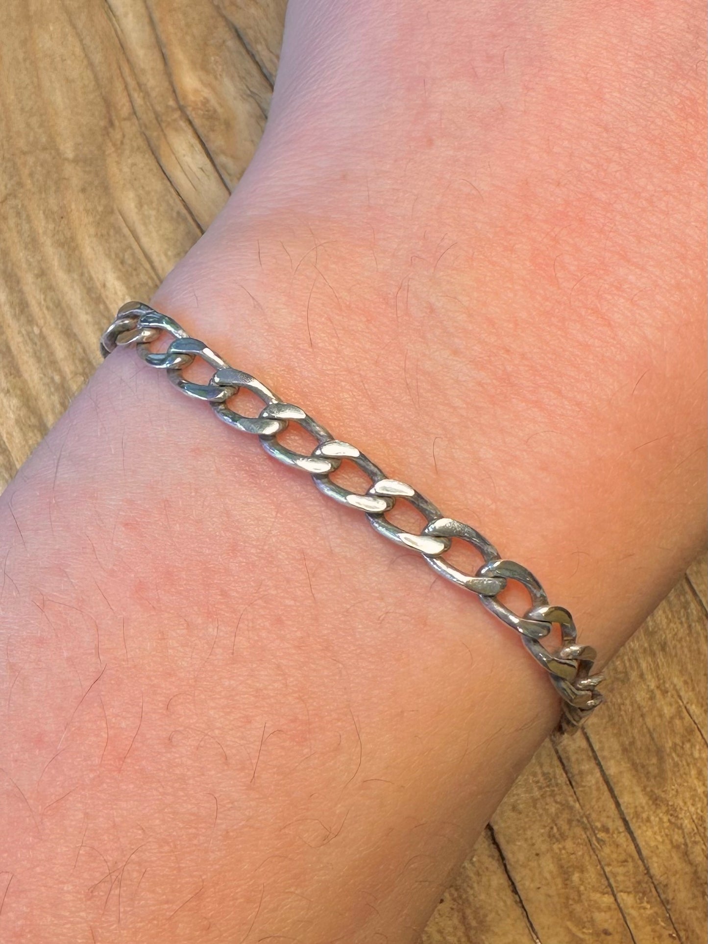 Long Curb Chain Link 925 Sterling Silver 7.5 inch Bracelet
