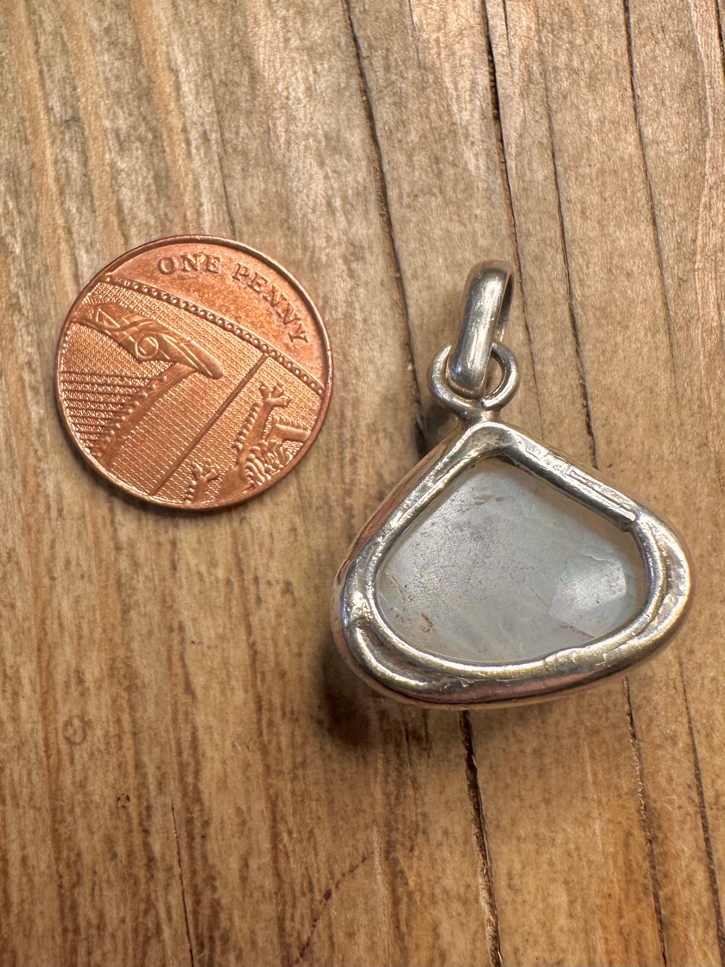 Vintage Moonstone Triangle 925 Sterling Silver Pendant