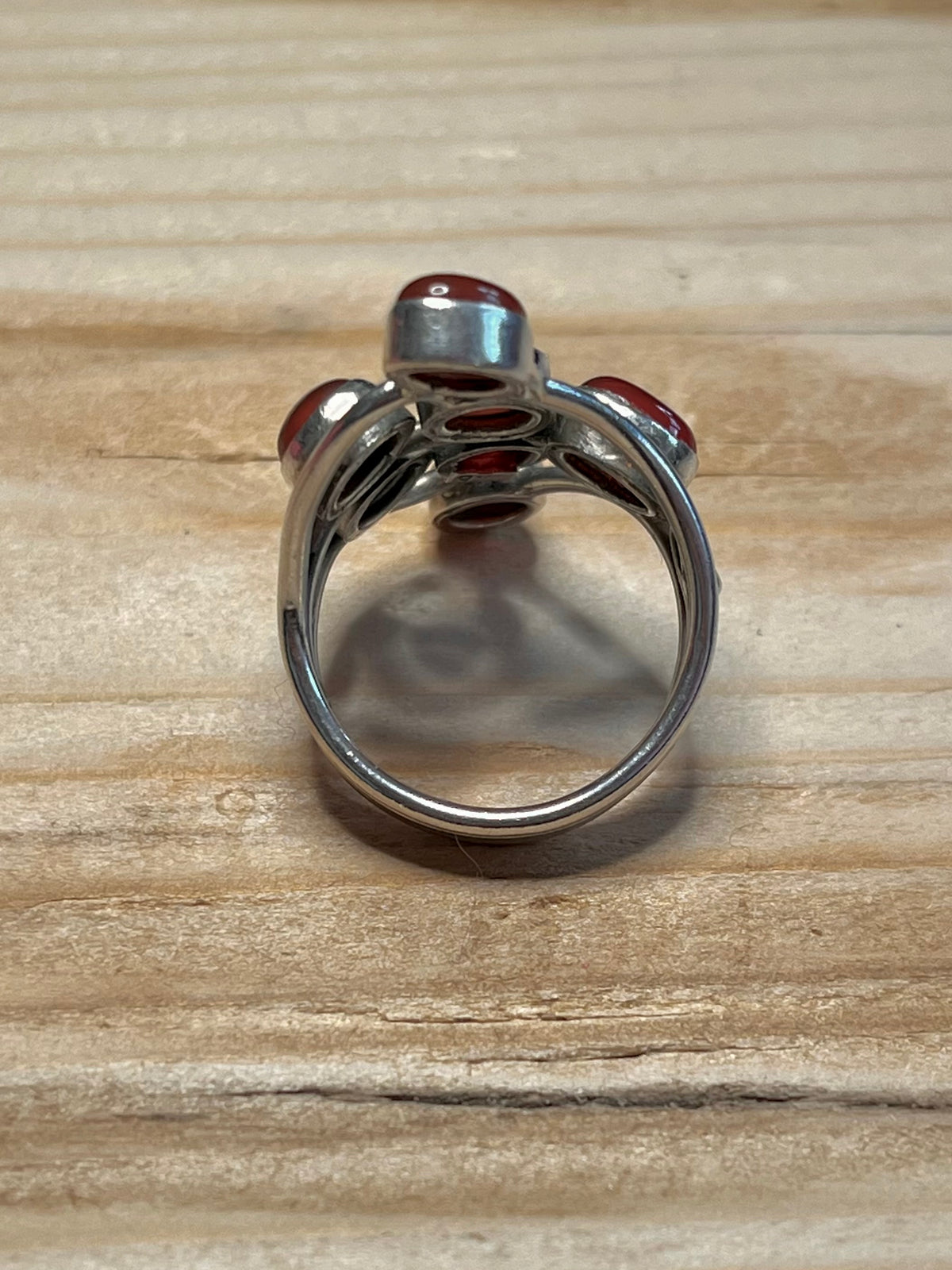 Multi-Gem Carnelian 925 Sterling Silver Size R/S Ring