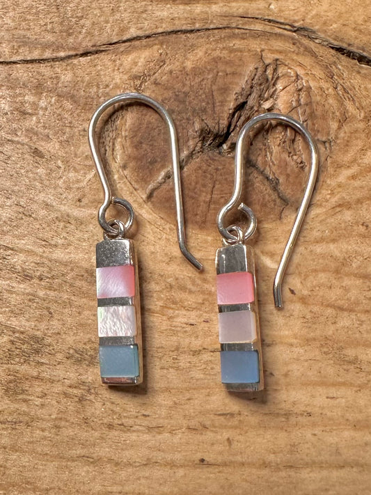 Modern Multi Coloured Mother of Pearl Earrings