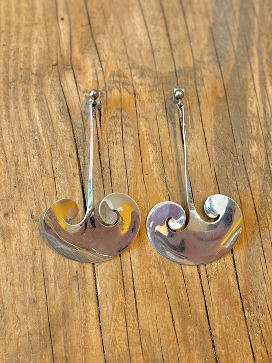 Rare Georg Jensen 1990 by Torun Denmark No 372A 925 Sterling Silver Earrings