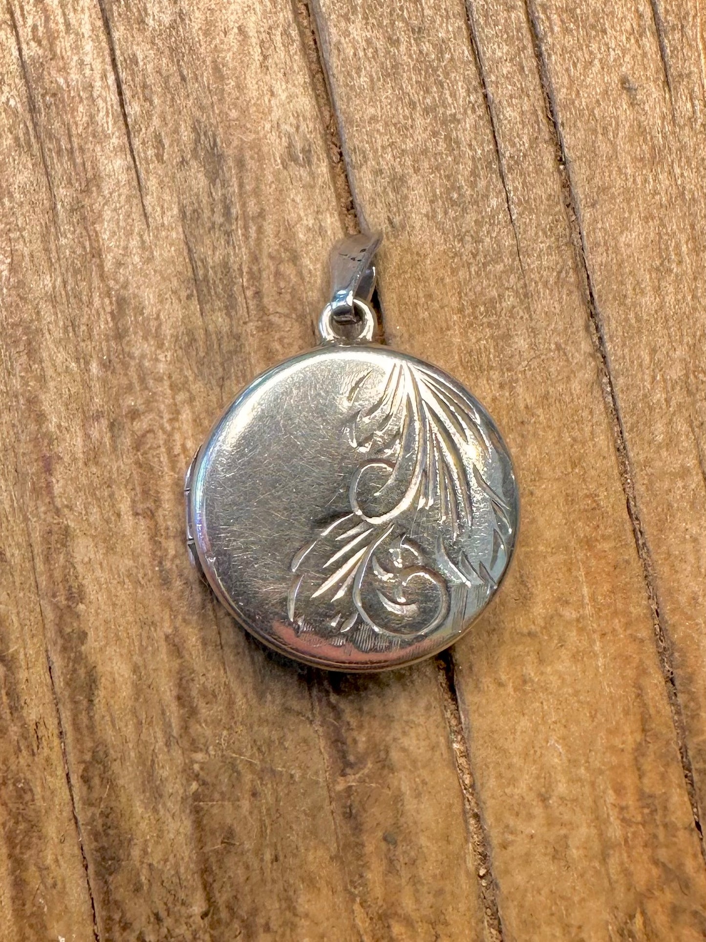 Gravierter Kreis-Medaillon 925 Sterling Silber Anhänger