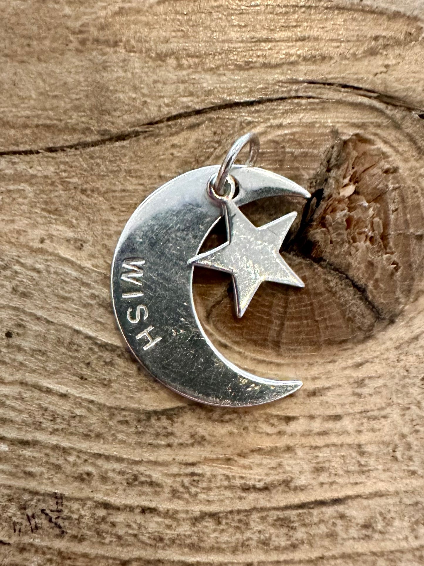 Vintage Moon and Star 925 Silver Pendant