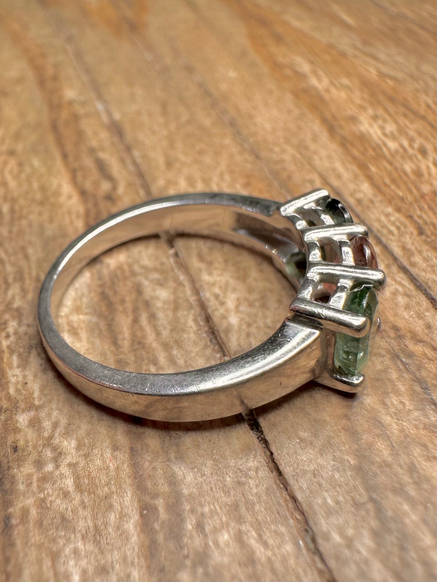 Vintage Multi Gemstone 925 Sterling Silver Size N1/2 Ring