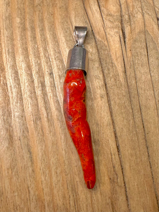 Vintage Korallenhorn 925 Sterling Silber Anhänger