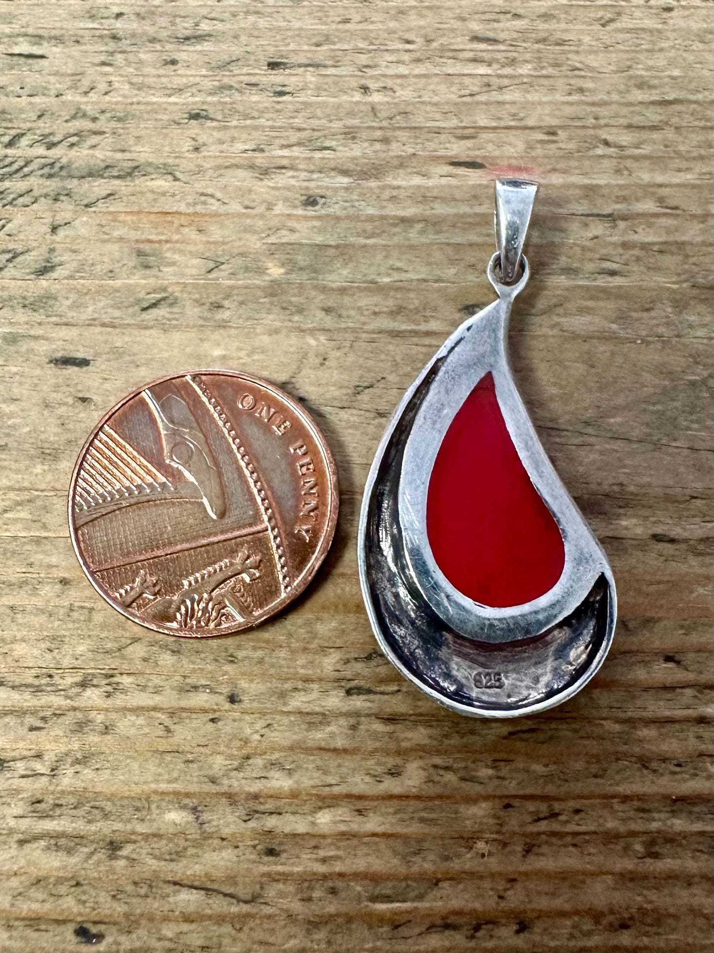 Abstract Polished Coral 925 Silver Pendant