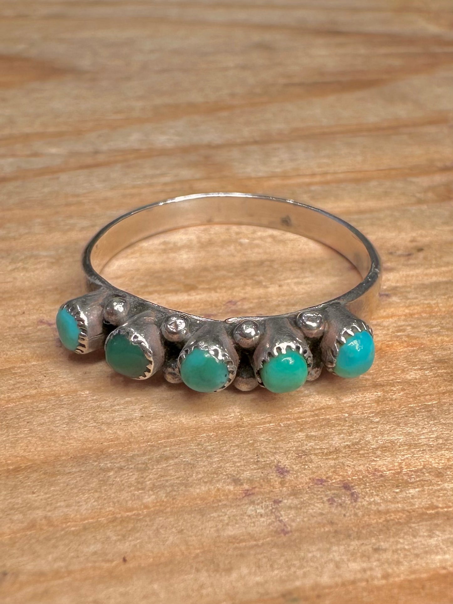 Vintage Turquoise Native American Style 925 Sterling Silver Size Q Ring