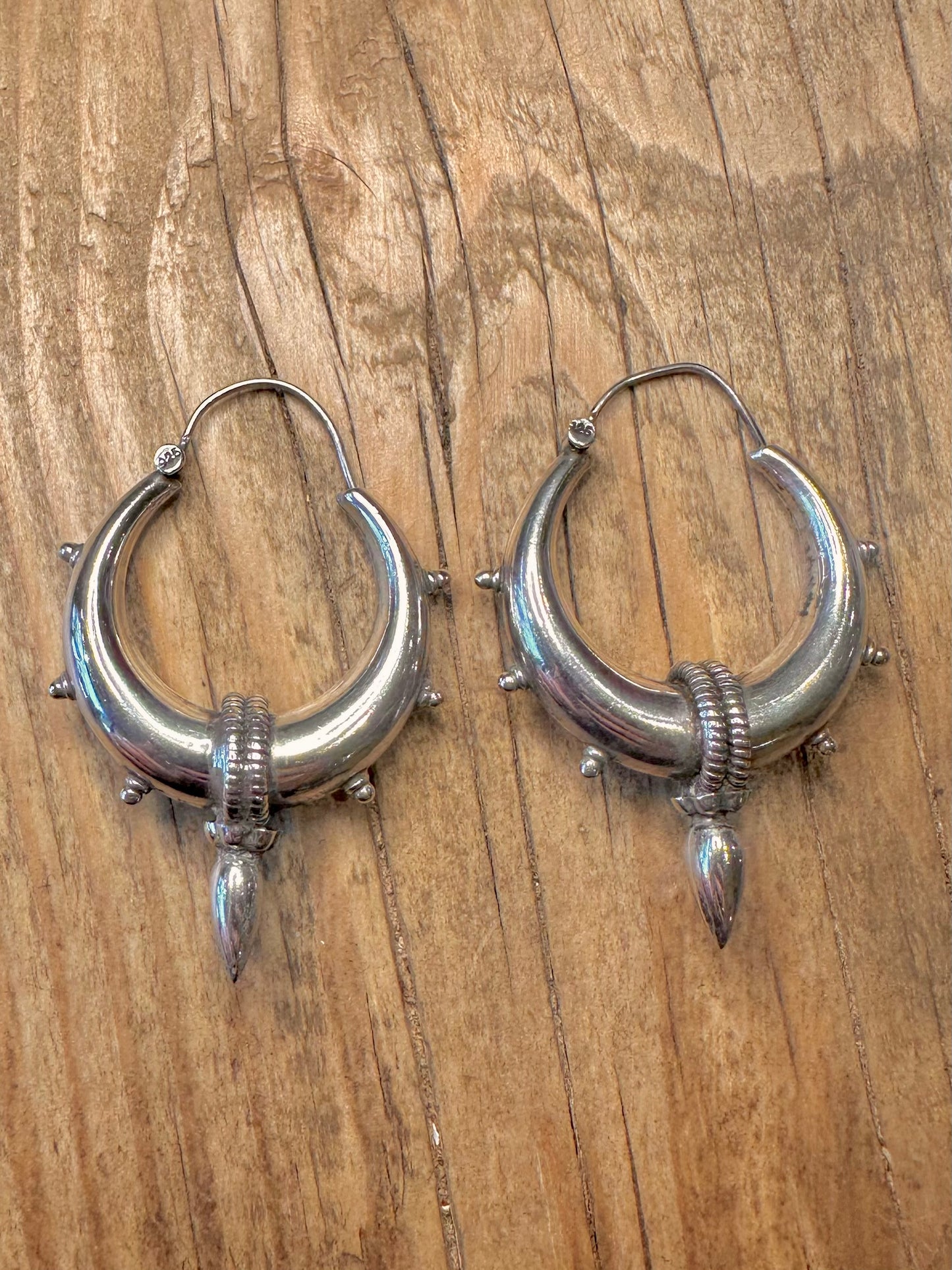 Chunky Tribal Spiky 925 Sterling Silver Earrings