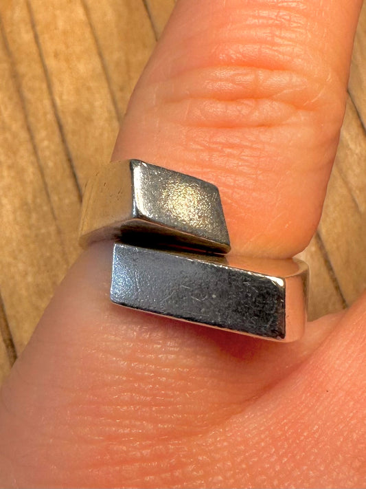 Abstract Overlapping 925 Sterling Silver Size K1/2 Ring