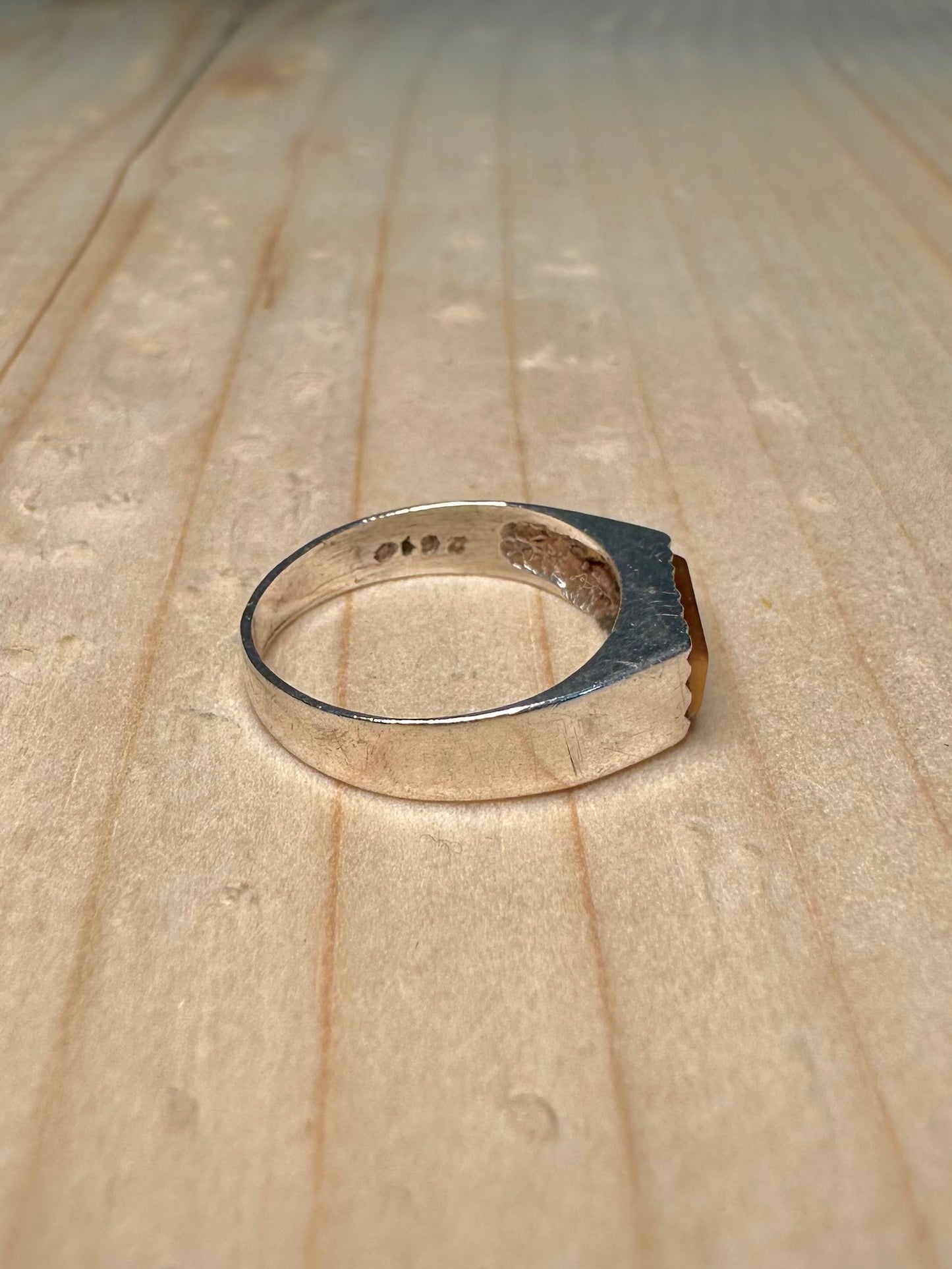 Tigers Eye Signet 925 Sterling Silver Size I Ring
