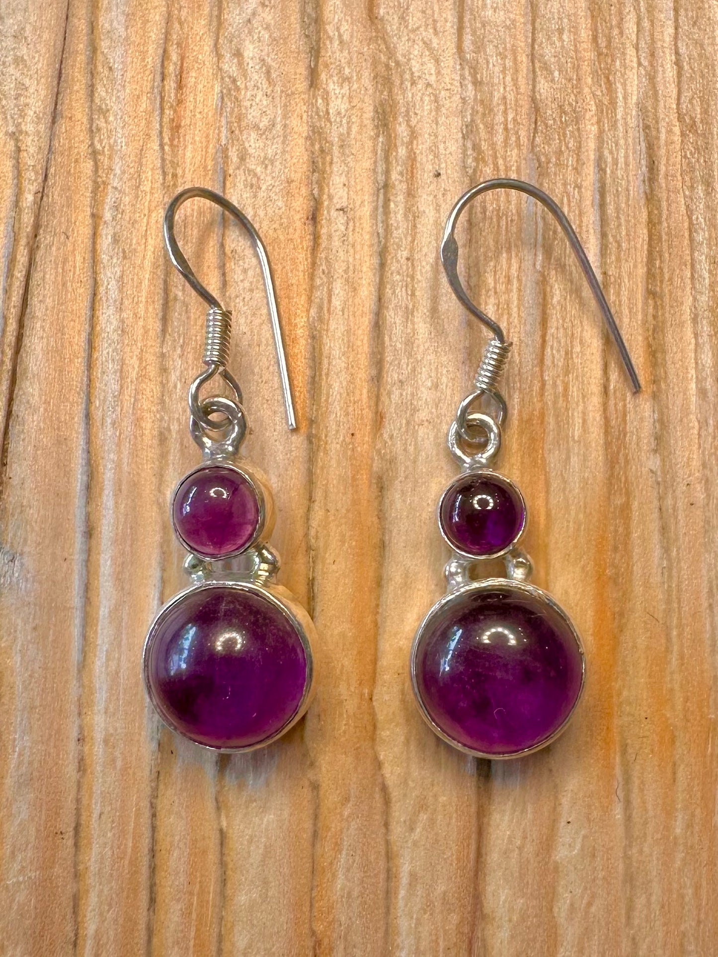 Vintage Amethyst Dangle 925 Sterling Silver Earrings