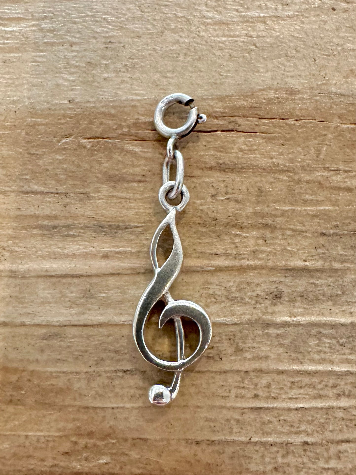 Vintage Music Note 925 Silver with Clasp Pendant