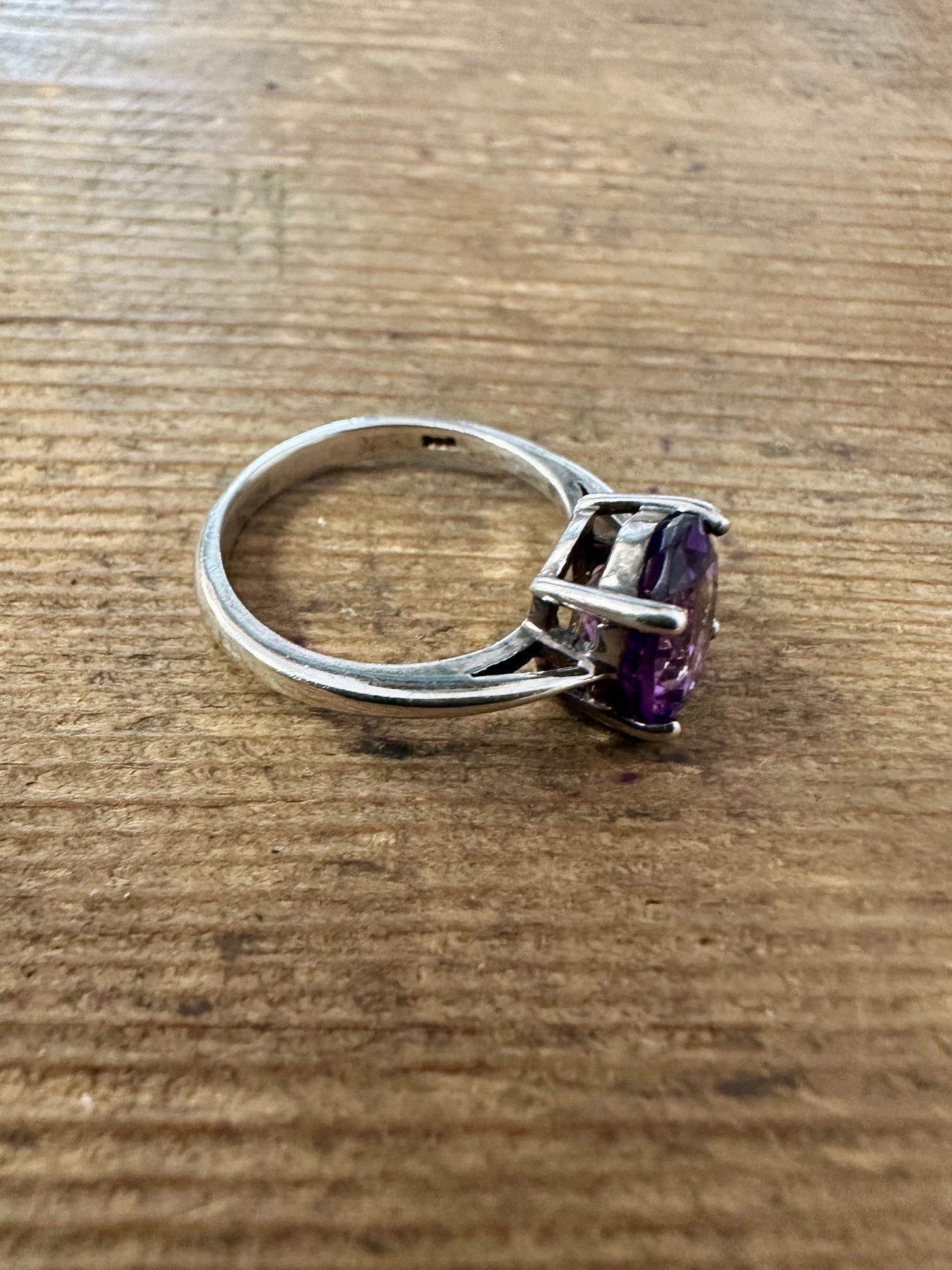 Vintage Amethyst 925 Silver Size M Ring
