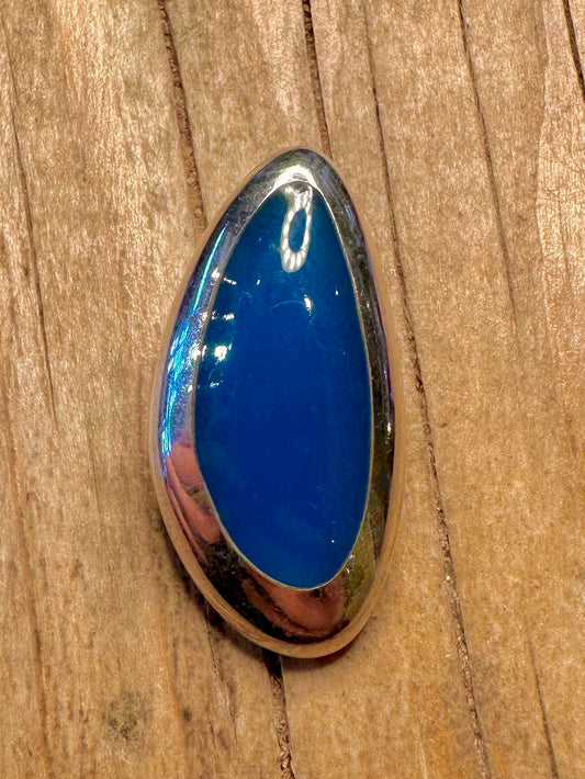 Abstract Blue Pebble Shape Maker KH 925 Sterling Silver Pendant