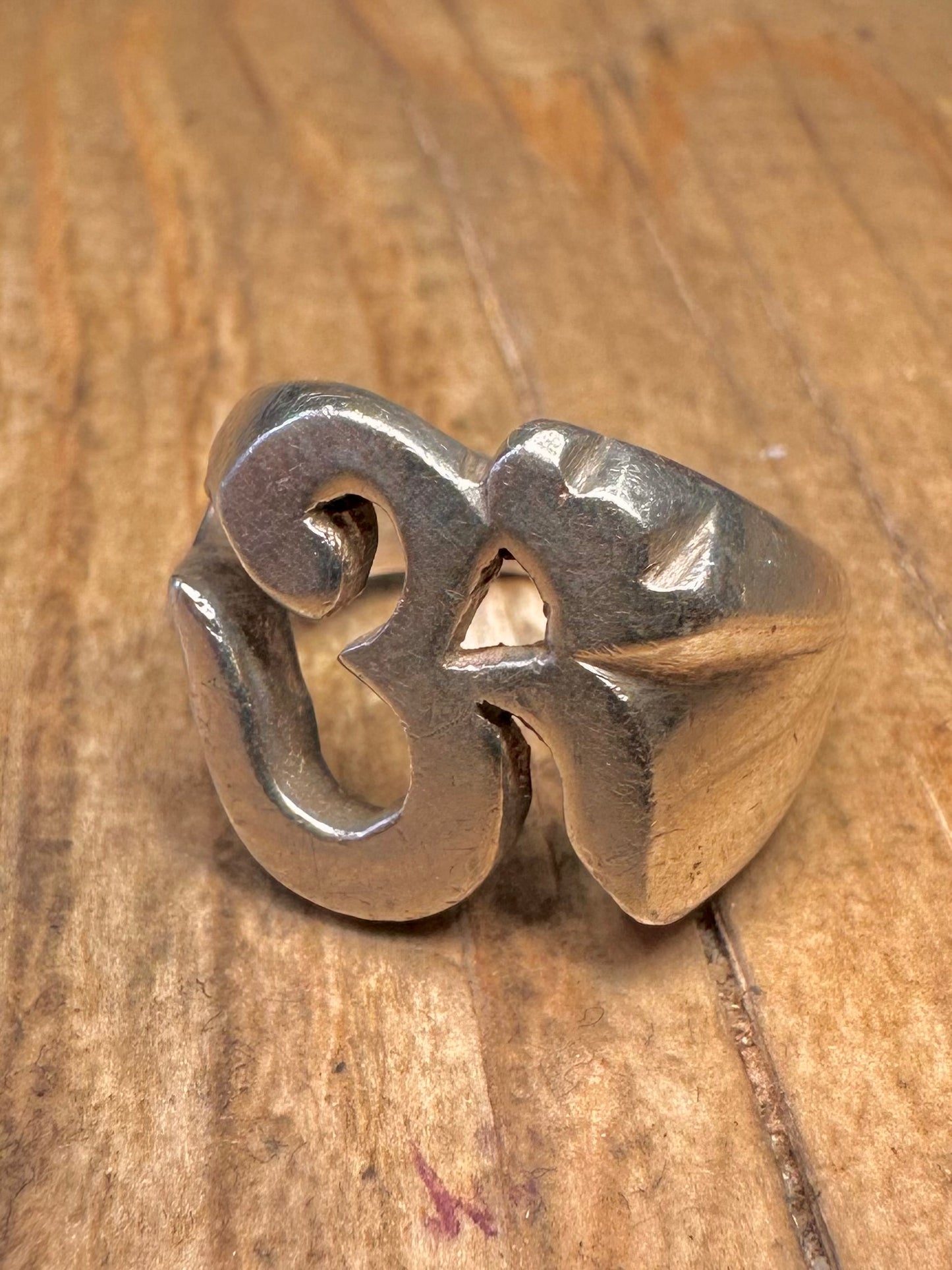 Vintage OM Symbol 925 Sterling Silver Size K Ring