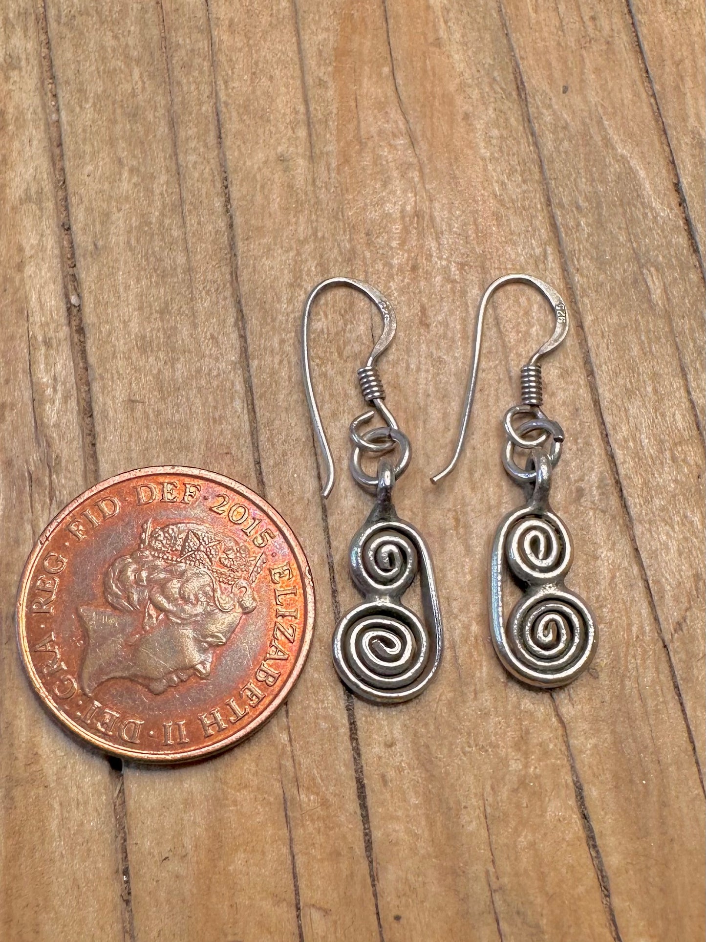 Vintage Swirl Dangle 925 Sterling Silver Earrings